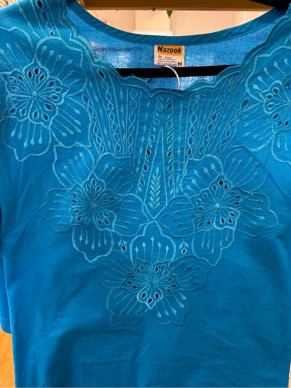 Vintage, Nautica Turquoise Blue Embroidered Midi Dress - Picture 3 of 6